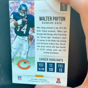 This is a football card it’s a Walter Peyton card card number 1